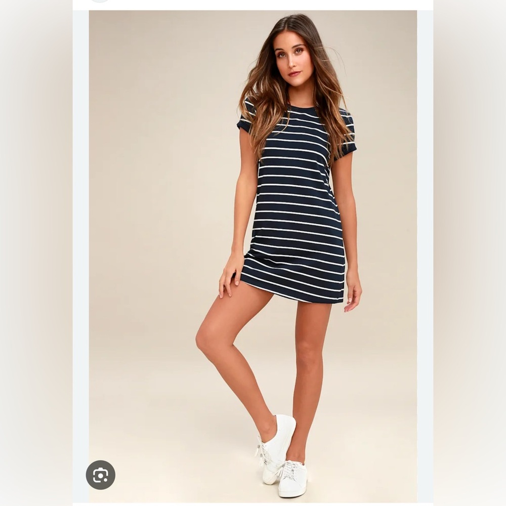 Lulu's navy and White Striped Mini Dress